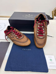 Prada Collapse Antiqued Nappa Leather Sneakers