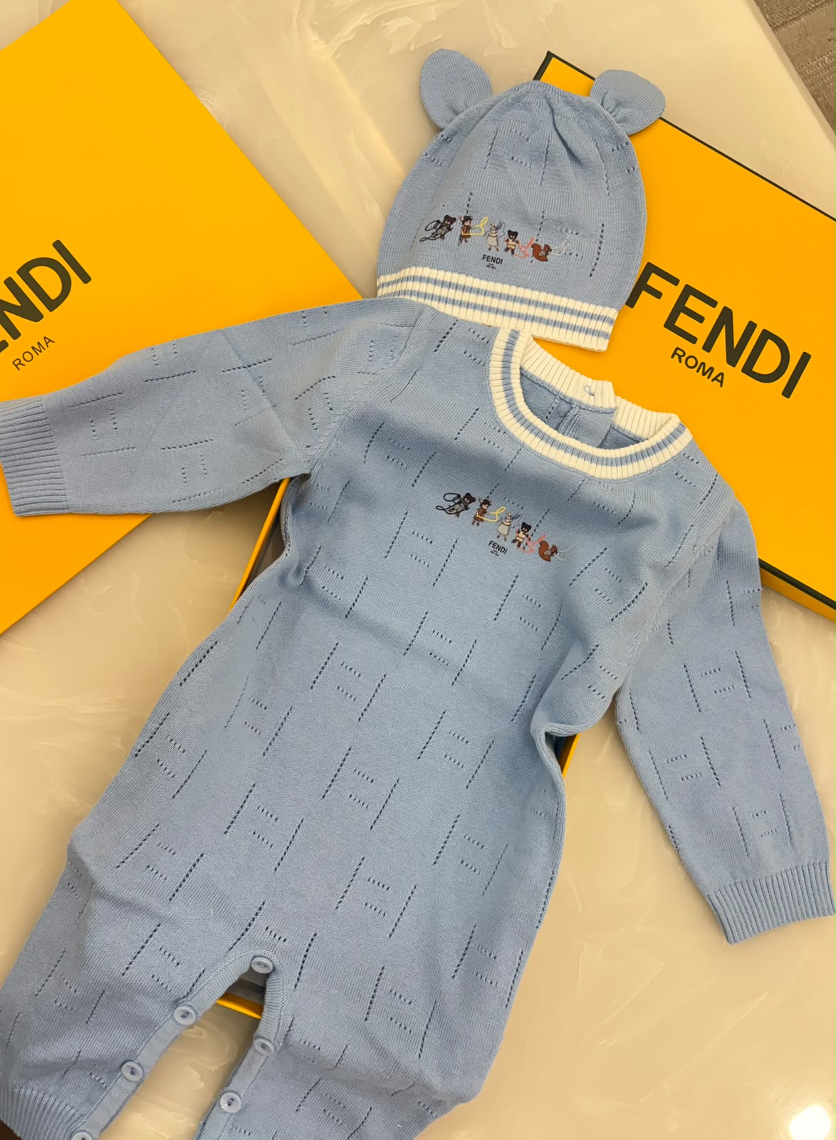 Fendi Kids knitted baby romper