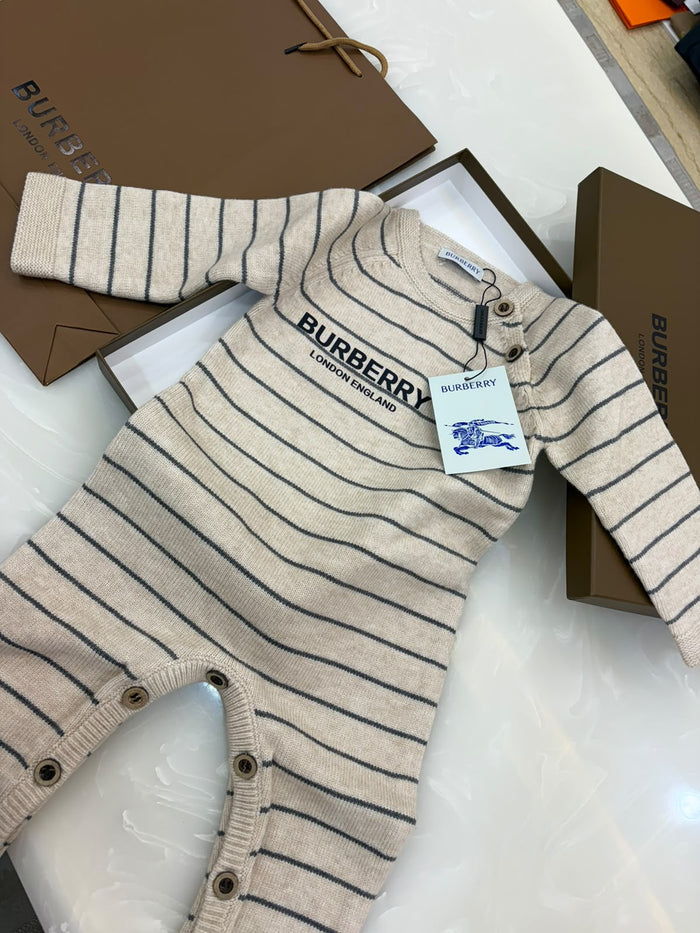 Burberry striped knitted baby romper