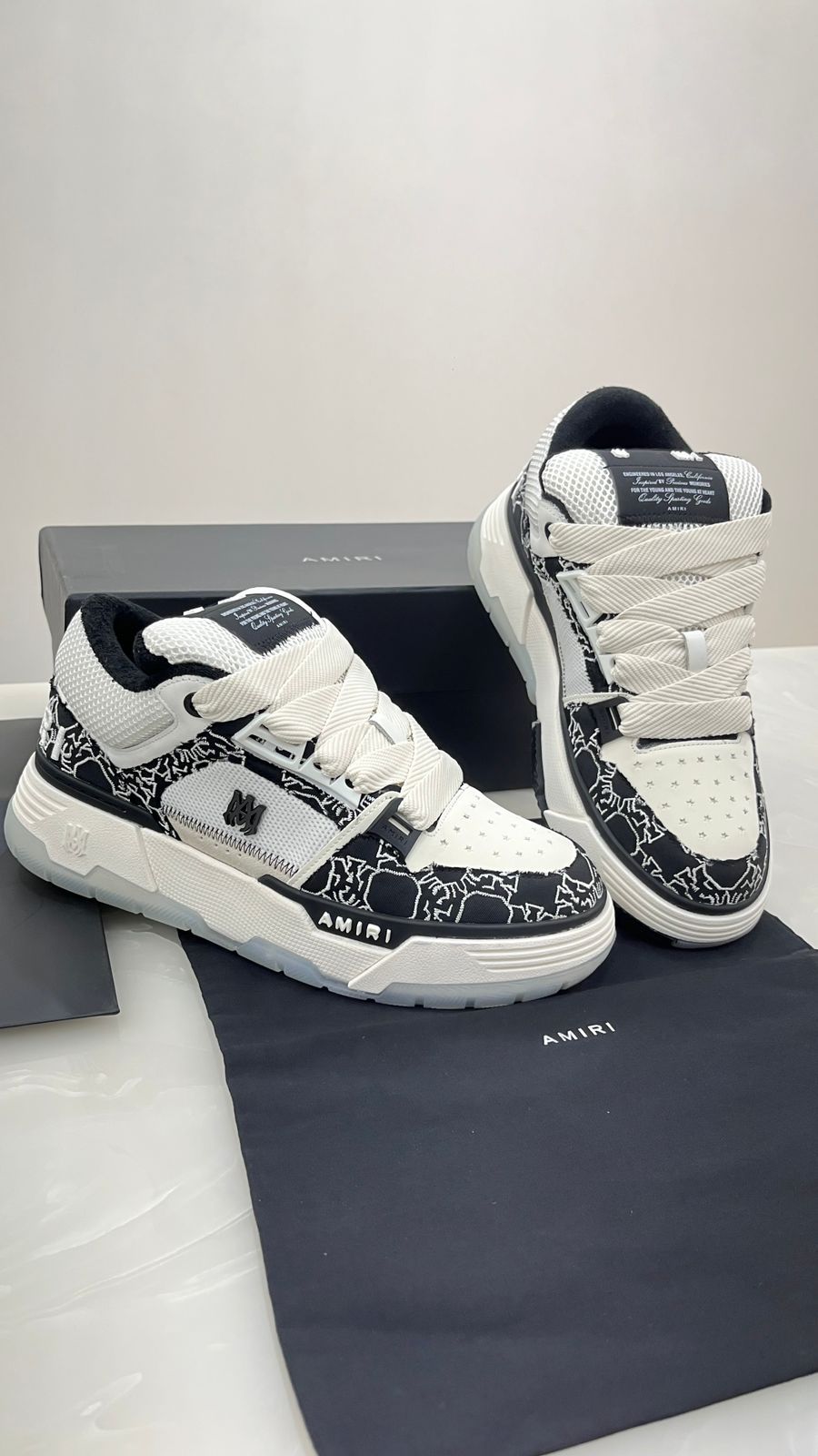 Amiri MA-1 sneakers in white and  black