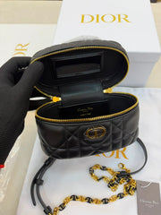 Black lambskin Dior Caro Mini Vanity Case