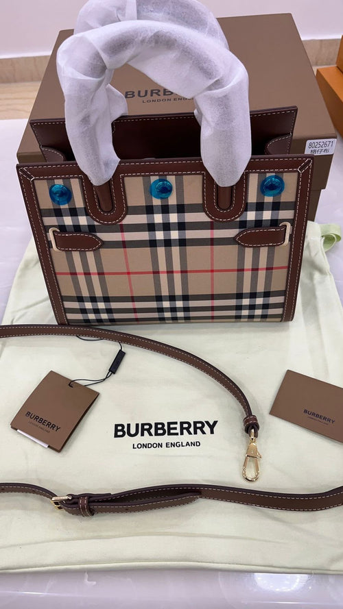 Burberry Mini Two-Handle Title Bag