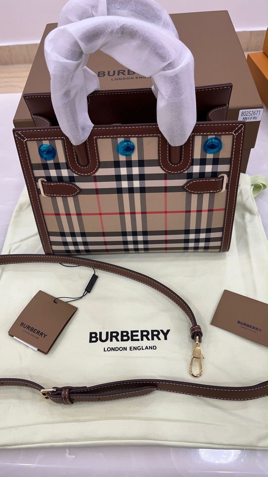 Burberry Mini Two-Handle Title Bag