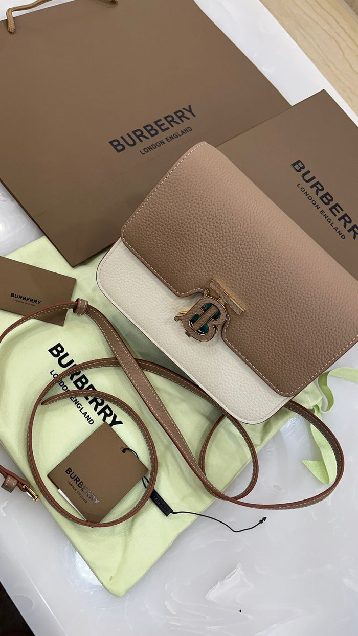Burberry Small Two-Tone Grainy Leather