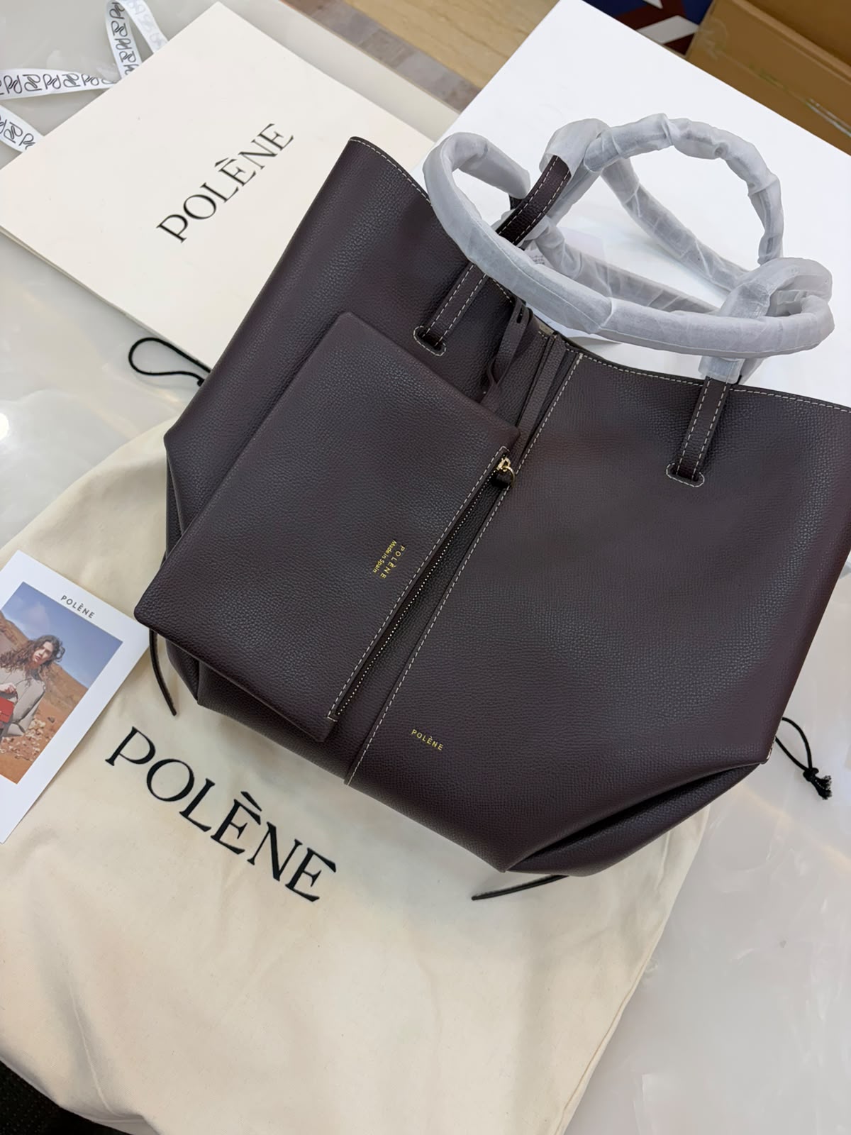 Dark brown Polène Cyme tote