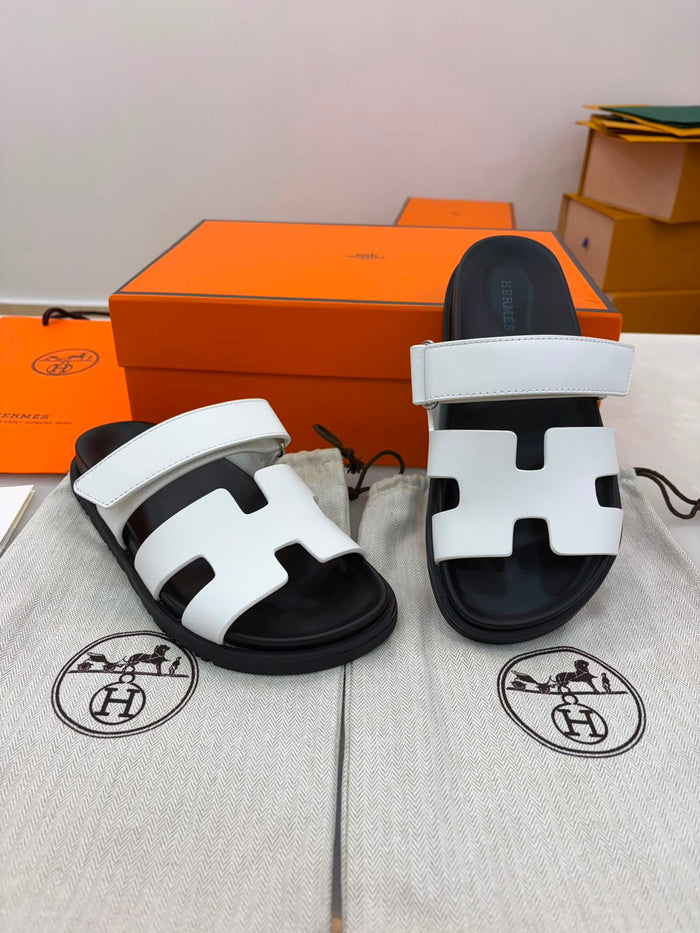 White Hermès Chypre sandals
