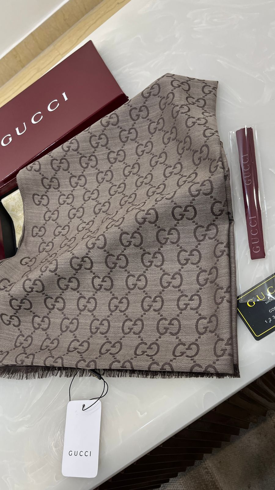 Gucci GG Wool Silk Scarf